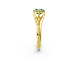 Yellow gold Fancy Green Asscher  Solitaire Beaded Band Six-Prong Setting_2