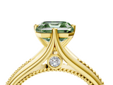 Yellow gold Fancy Green Asscher  Solitaire Beaded Band Six-Prong Setting_4