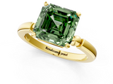 Yellow gold Fancy Green Asscher  Solitaire Beaded Band with Four-Prong Setting_1