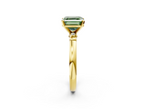 Yellow gold Fancy Green Asscher  Solitaire Beaded Band with Four-Prong Setting_2