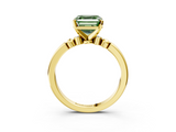 Yellow gold Fancy Green Asscher  Solitaire Beaded Band with Four-Prong Setting_3
