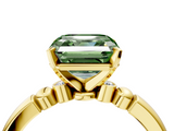 Yellow gold Fancy Green Asscher  Solitaire Beaded Band with Four-Prong Setting_4