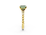 Yellow gold Fancy Green Asscher  Solitaire Bezel Accent Diamond Engagement Ring with Beaded Band and Four-Prong Setting_2