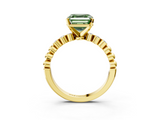 Yellow gold Fancy Green Asscher  Solitaire Bezel Accent Diamond Engagement Ring with Beaded Band and Four-Prong Setting_3