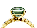 Yellow gold Fancy Green Asscher  Solitaire Bezel Accent Diamond Engagement Ring with Beaded Band and Four-Prong Setting_4