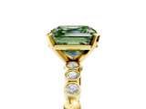 Yellow gold Fancy Green Asscher  Solitaire Bezel Accent Diamond Engagement Ring with Beaded Band and Four-Prong Setting_5
