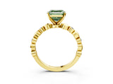 Yellow gold Fancy Green Asscher  Solitaire Bezel-Set Diamond Ring with Beaded Band and Four-Prong Setting_33