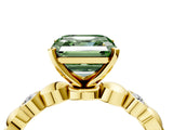 Yellow gold Fancy Green Asscher  Solitaire Bezel-Set Diamond Ring with Beaded Band and Four-Prong Setting_34