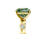 Yellow gold Fancy Green Asscher  Solitaire Bezel-Set Diamond Ring with Beaded Band and Four-Prong Setting_35