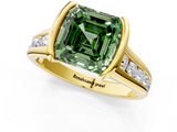 Yellow gold Fancy Green Asscher  Solitaire Bezel-Set Diamond Ring with Channel-Set Band_19