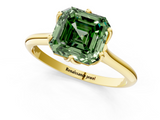 Yellow gold Fancy Green Asscher  Solitaire Cathedral Diamond Ring with Six-Prong Setting_1