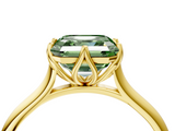 Yellow gold Fancy Green Asscher  Solitaire Cathedral Diamond Ring with Six-Prong Setting_4