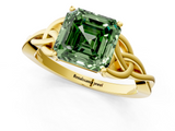 Yellow gold Fancy Green Asscher  Solitaire Celtic Knot Engagement Ring with Four-Prong Setting_1