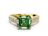 Yellow gold Fancy Green Asscher  Solitaire Channel-Set Diamond Engagement Ring with Four-Prong Setting_30