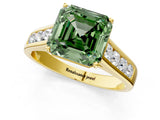 Yellow gold Fancy Green Asscher  Solitaire Channel-Set Diamond Engagement Ring with Four-Prong Setting_31