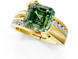 Yellow gold Fancy Green Asscher  Solitaire Channel-Set Split Shank Ring with Tension Prong Setting_4