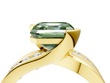 Yellow gold Fancy Green Asscher  Solitaire Channel-Set Split Shank Ring with Tension Prong Setting_7