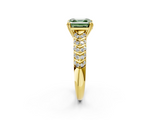 Yellow gold Fancy Green Asscher  Solitaire Chevron Pave Diamond Engagement Ring with Six-Prong Setting_2