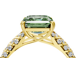 Yellow gold Fancy Green Asscher  Solitaire Chevron Pave Diamond Engagement Ring with Six-Prong Setting_4