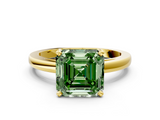 Yellow gold Fancy Green Asscher  Solitaire Diamond Engagement Ring with Four-Prong Setting on a Classic Band_20