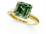 Yellow gold Fancy Green Asscher  Solitaire Diamond Engagement Ring with Four-Prong Setting on a Classic Band_21