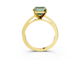 Yellow gold Fancy Green Asscher  Solitaire Diamond Engagement Ring with Four-Prong Setting on a Classic Band_23