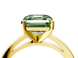 Yellow gold Fancy Green Asscher  Solitaire Diamond Engagement Ring with Four-Prong Setting on a Classic Band_24