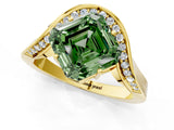Yellow gold Fancy Green Asscher  Solitaire Diamond Engagement Ring with Pave Band and Four-Prong Setting 2