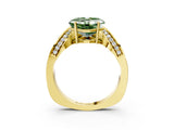 Yellow gold Fancy Green Asscher  Solitaire Diamond Engagement Ring with Pave Band and Four-Prong Setting 4