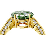 Yellow gold Fancy Green Asscher  Solitaire Diamond Engagement Ring with Pave Band and Four-Prong Setting 5