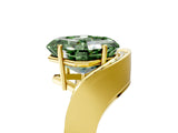 Yellow gold Fancy Green Asscher  Solitaire Diamond Engagement Ring with Pave Band and Four-Prong Setting