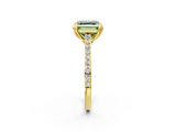 Yellow gold Fancy Green Asscher  Solitaire Diamond Engagement Ring with Pave Band and Six-Prong Setting_2