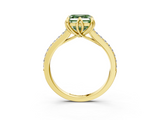 Yellow gold Fancy Green Asscher  Solitaire Diamond Engagement Ring with Pave Band and Six-Prong Setting_3