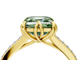 Yellow gold Fancy Green Asscher  Solitaire Diamond Engagement Ring with Pave Band and Six-Prong Setting_4