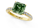 Yellow gold Fancy Green Asscher  Solitaire Diamond Pavé Band with Four-Prong Setting_1