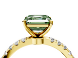 Yellow gold Fancy Green Asscher  Solitaire Diamond Pavé Band with Four-Prong Setting_4