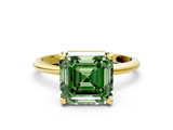 Yellow gold Fancy Green Asscher  Solitaire Diamond Ring with 4-Prong Setting on a Classic Band_3