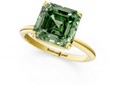 Yellow gold Fancy Green Asscher  Solitaire Diamond Ring with 4-Prong Setting on a Classic Band_4