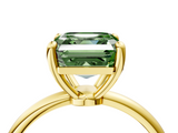 Yellow gold Fancy Green Asscher  Solitaire Diamond Ring with 4-Prong Setting on a Classic Band_7