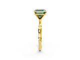 Yellow gold Fancy Green Asscher  Solitaire Diamond Ring with Bamboo Band and Four-Prong Setting_19