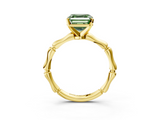 Yellow gold Fancy Green Asscher  Solitaire Diamond Ring with Bamboo Band and Four-Prong Setting_20