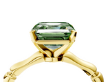 Yellow gold Fancy Green Asscher  Solitaire Diamond Ring with Bamboo Band and Four-Prong Setting_21