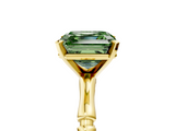 Yellow gold Fancy Green Asscher  Solitaire Diamond Ring with Bamboo Band and Four-Prong Setting_22