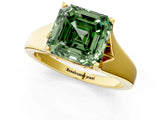 Yellow gold Fancy Green Asscher  Solitaire Diamond Ring with Cathedral Band and Four-Prong Setting_55