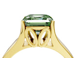 Yellow gold Fancy Green Asscher  Solitaire Diamond Ring with Cathedral Band and Four-Prong Setting_58