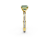 Yellow gold Fancy Green Asscher  Solitaire Diamond Ring with Channel-Set Baguette Band and Four-Prong Setting_19
