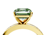 Yellow gold Fancy Green Asscher  Solitaire Diamond Ring with Channel-Set Baguette Band and Four-Prong Setting_21