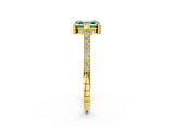 Yellow gold Fancy Green Asscher  Solitaire Diamond Ring with Channel Set Band and Bezel Prong Setting_58