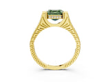 Yellow gold Fancy Green Asscher  Solitaire Diamond Ring with Channel Set Band and Bezel Prong Setting_59
