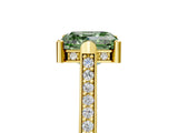 Yellow gold Fancy Green Asscher  Solitaire Diamond Ring with Channel Set Band and Bezel Prong Setting_61